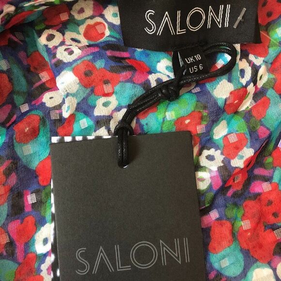 Printed Dobby Georgette-Blue Poppyfield Silk Top - Picture 5 of 7